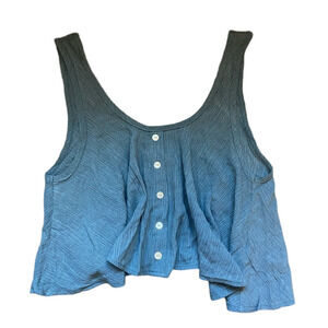 Anthropologie Maronie Slate Blue Button-Down Flowy Tank Top NWOT
